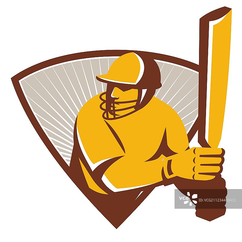 板球击球手防护盾复古风格图片素材
