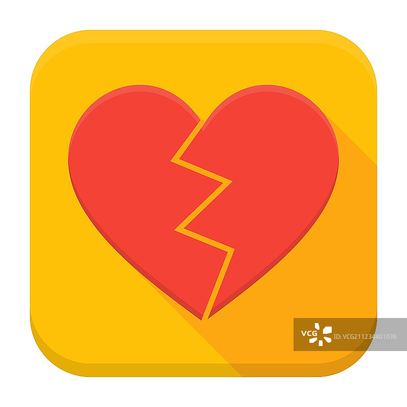 带有长阴影的崩溃的心形App图标图片素材