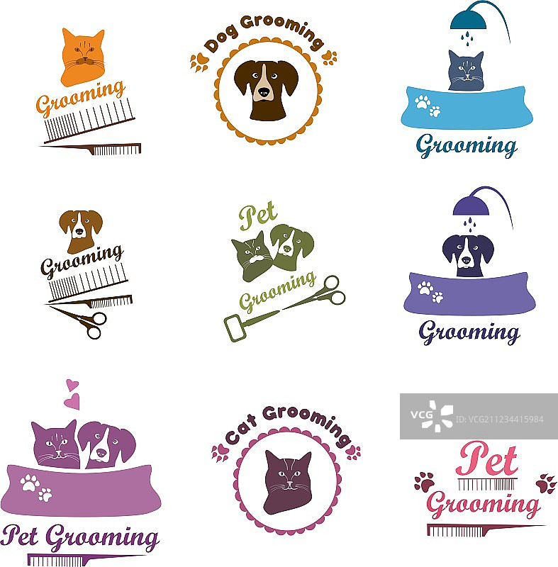 宠物美容标志合集图片素材