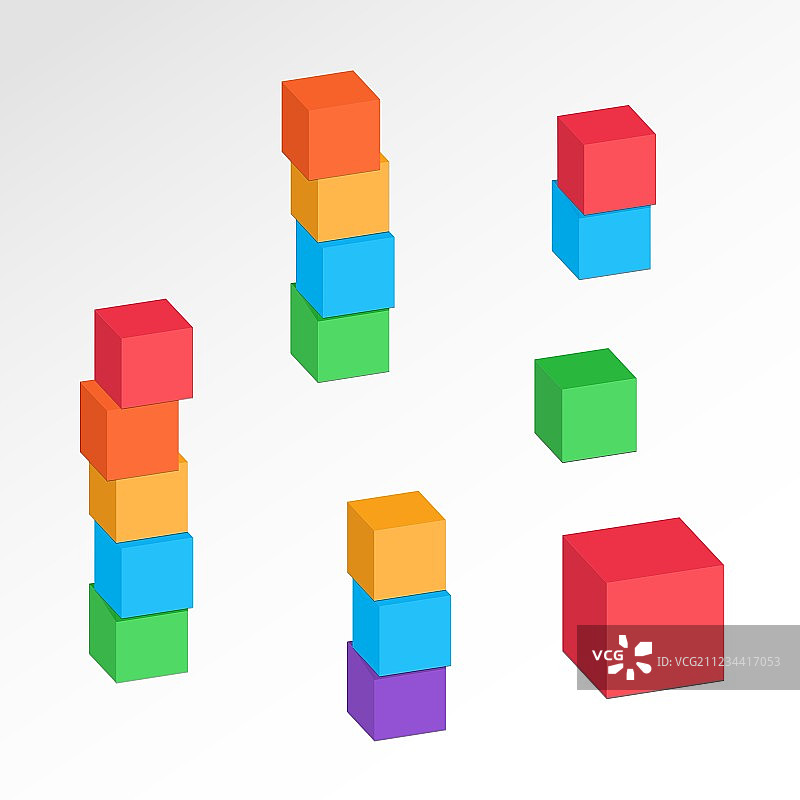 立方体组合图标透视图图片素材