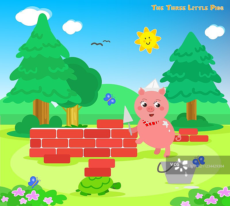 三只小猪和砖房图片素材