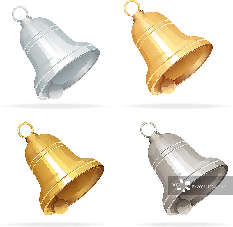 白色背景上的圣诞铃铛合集图片素材