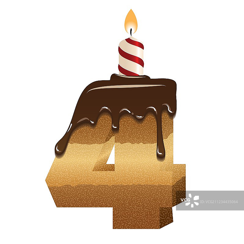 生日蛋糕字体 - 数字4图片素材