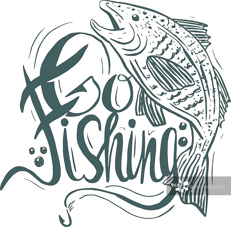 手绘复古引言去钓鱼手写字图片素材