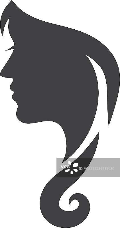 长发女性的概念Logo剪影图片素材