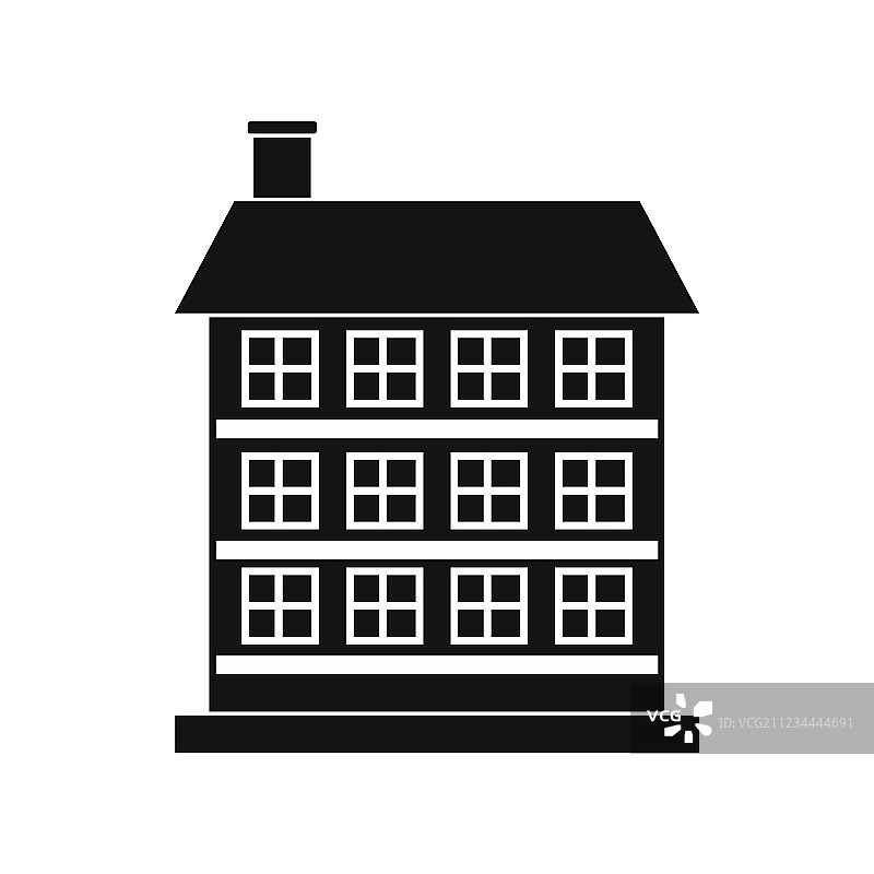 三层楼房黑色简约图标图片素材