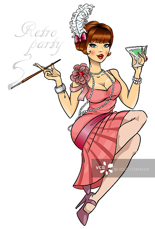 白色背景下的时髦女郎图片素材