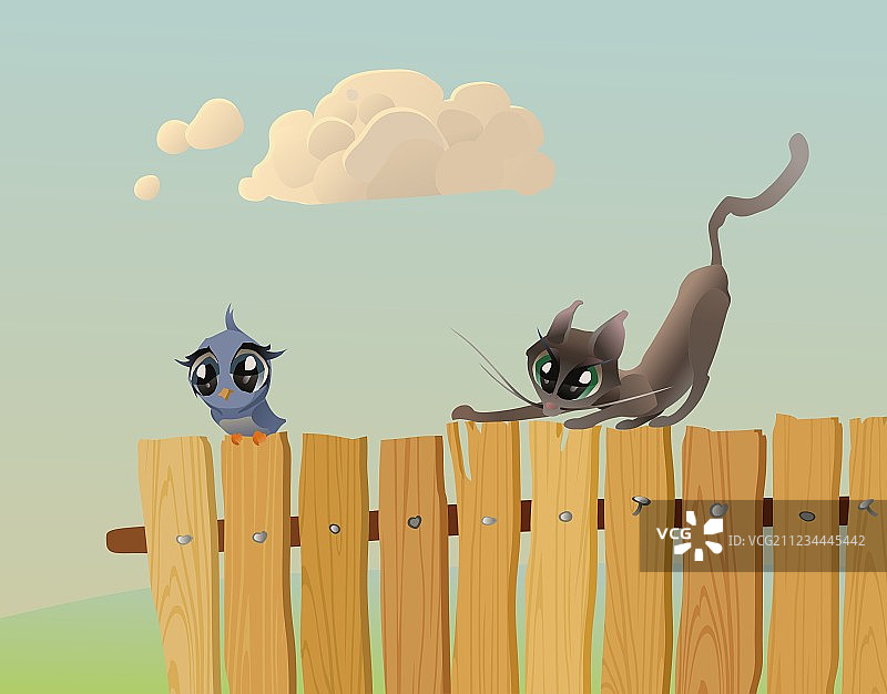 猫捕鸟图片素材