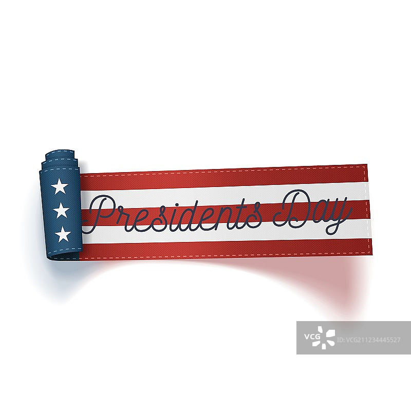 美国总统日逼真卷轴USA丝带图片素材
