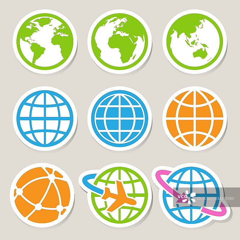 地球图标集图片素材