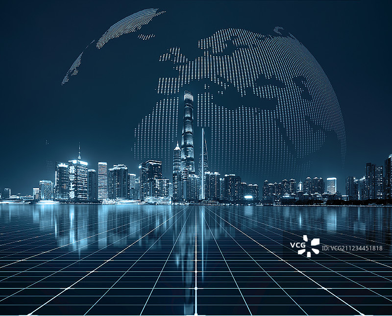 全球化概念的上海陆家嘴图片素材