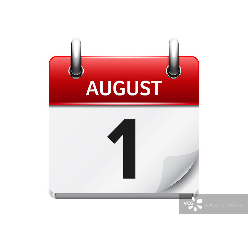8月1日扁平每日日历图标日期图片素材