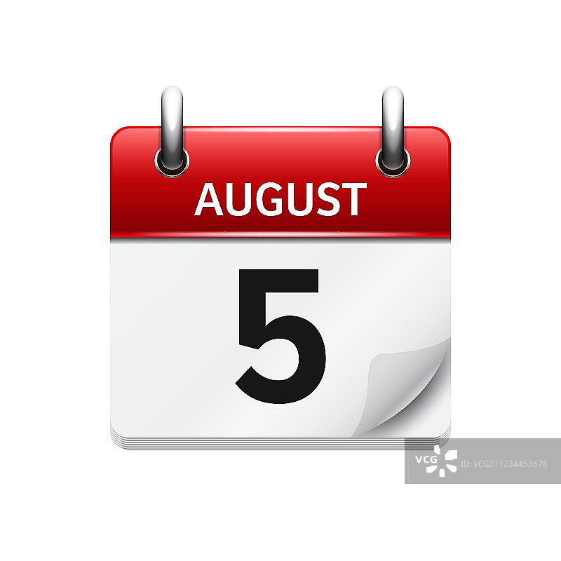 8月5日扁平每日日历图标日期图片素材
