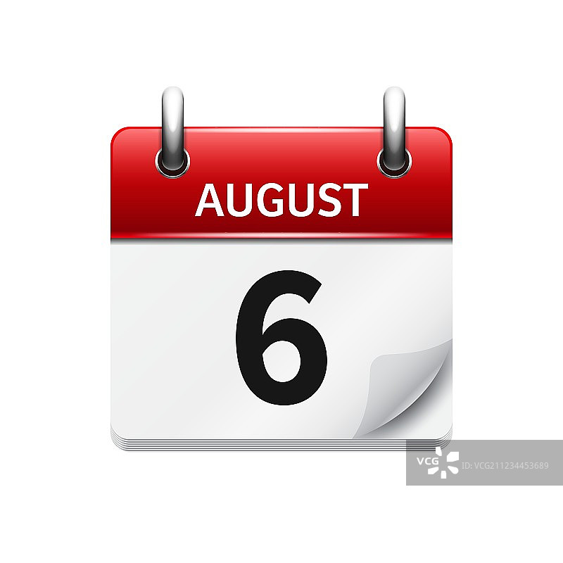 8月6日扁平每日日历图标图片素材