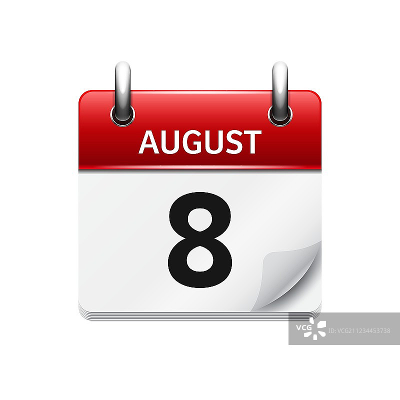 8月8日扁平每日日历图标日期图片素材