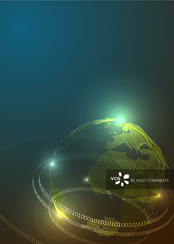 具有二进制数字的抽象三角形星球图片素材