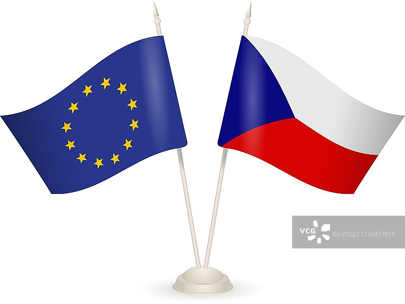 捷克与美国国旗桌牌图片素材