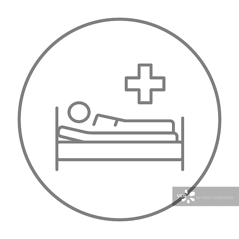 病人躺在床上，线性图标图片素材