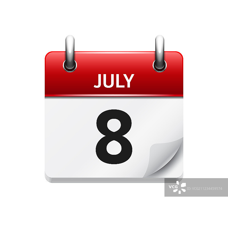 7月8日扁平每日日历图标图片素材