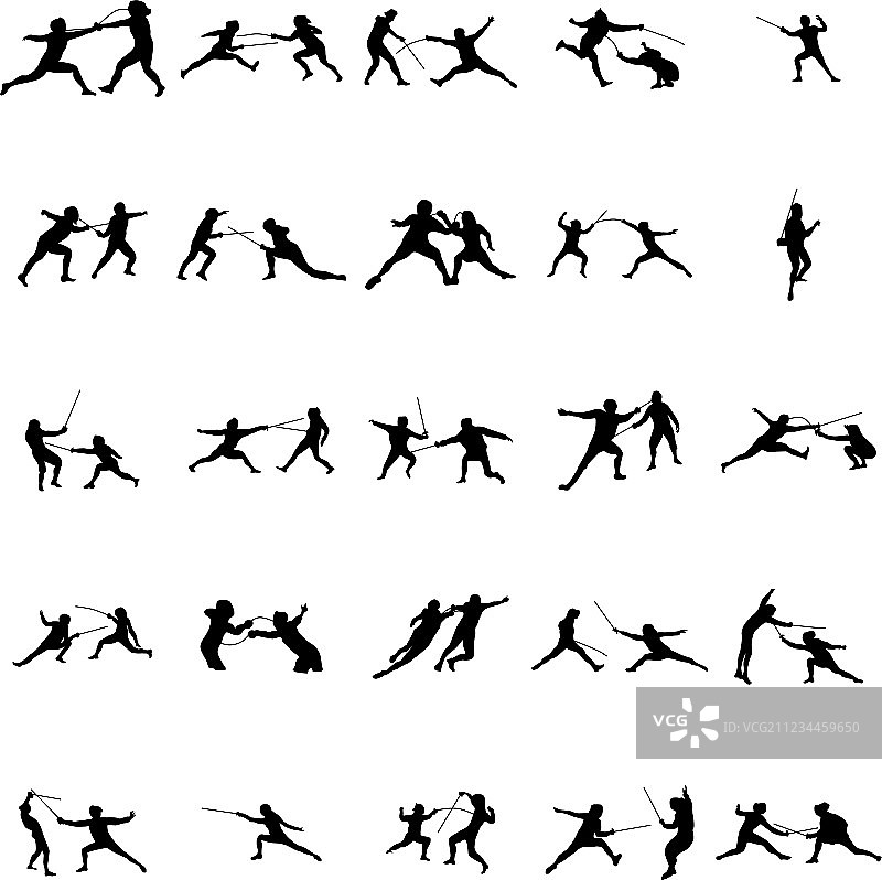 击剑剪影合集图片素材