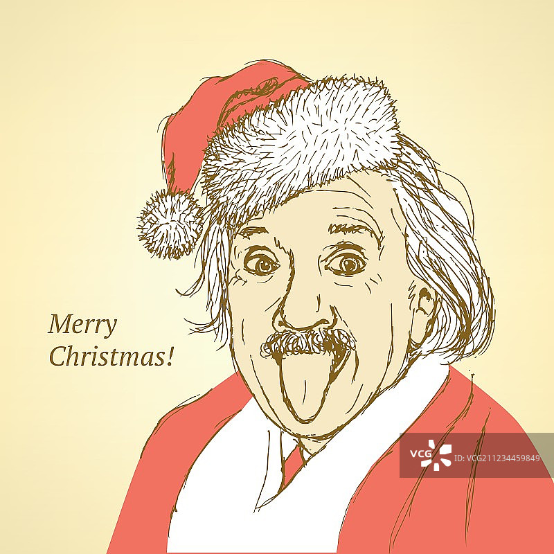 复古风格的阿尔伯特·爱因斯坦素描图片素材