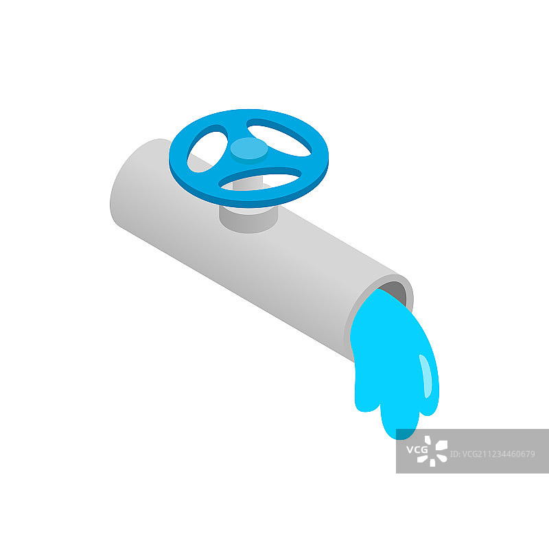 带蓝色阀门的水管图标图片素材