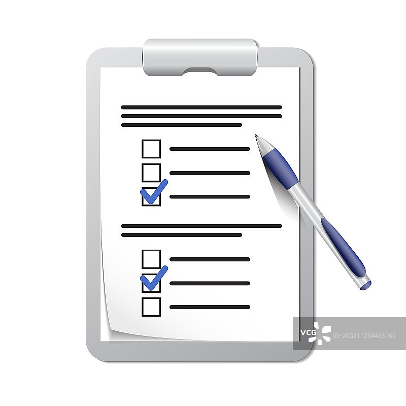 带清单和笔的剪贴板图片素材