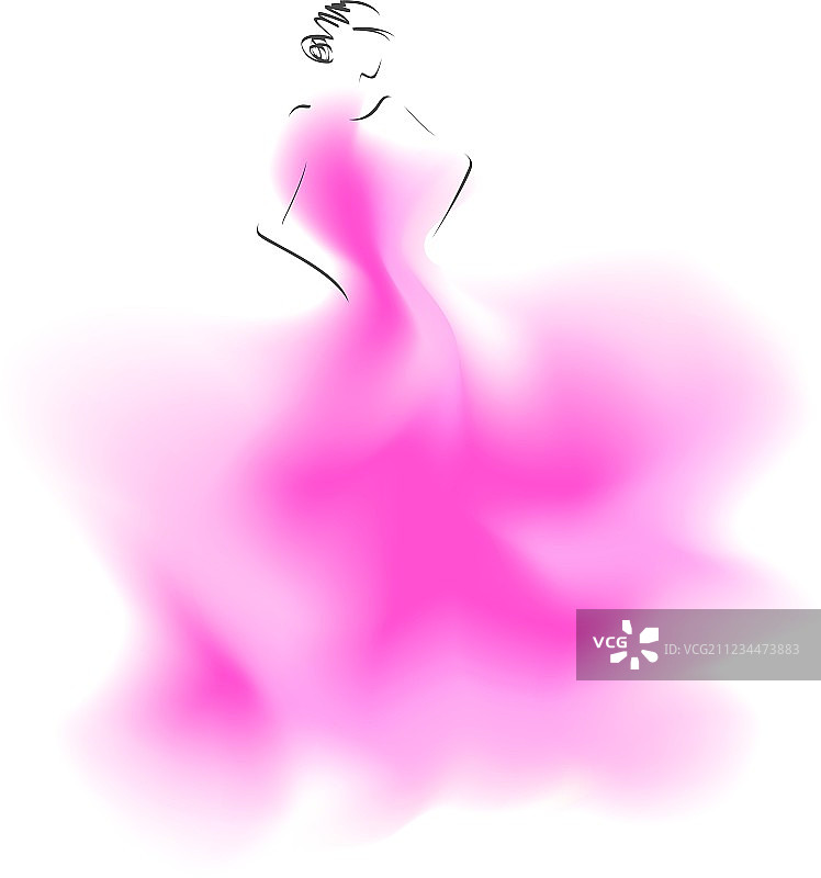婚纱模特素描图片素材