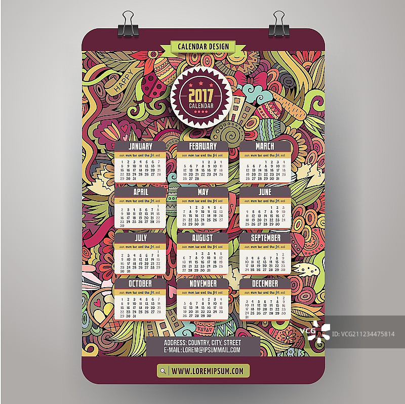 2017年复活节卡通涂鸦日历设计图片素材
