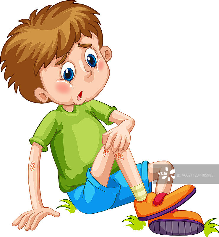 男孩腿上有瘀伤图片素材