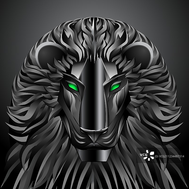 黑色科技赛博格金属机器人狮子图片素材