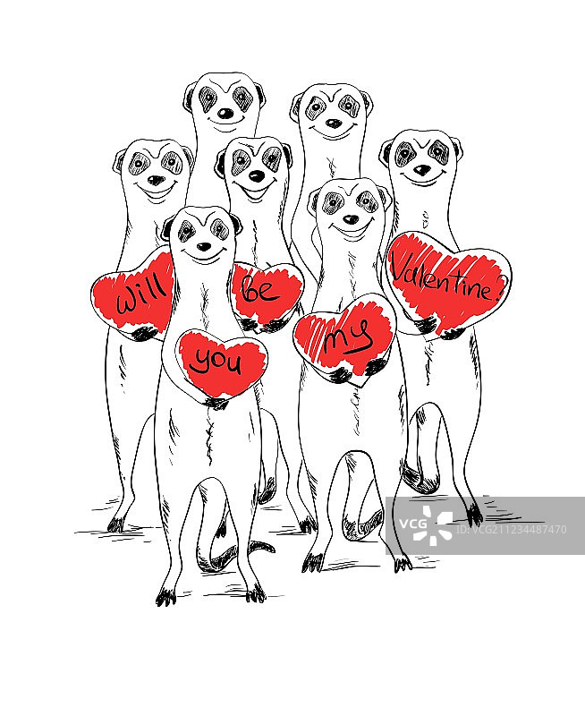 情人节猫鼬贺卡图片素材