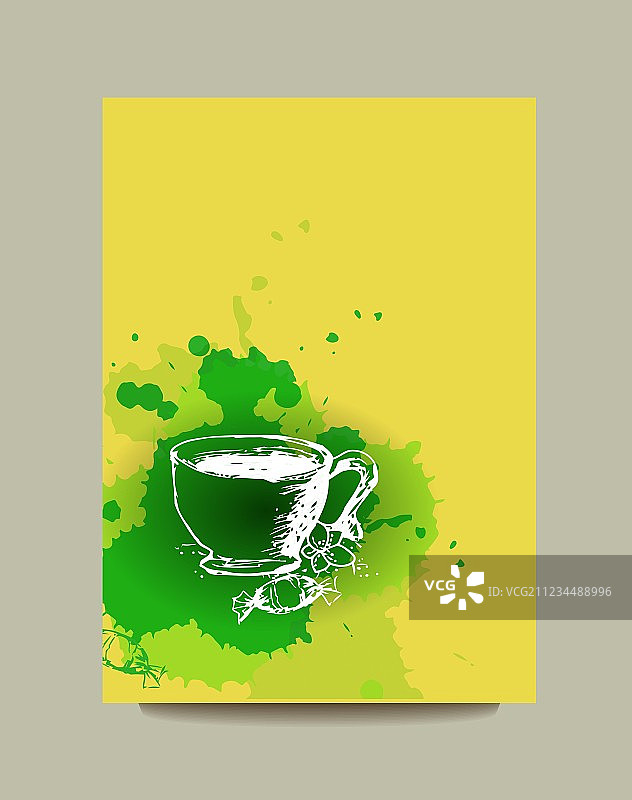 含绿茶元素的宣传单或宣传册名片图片素材