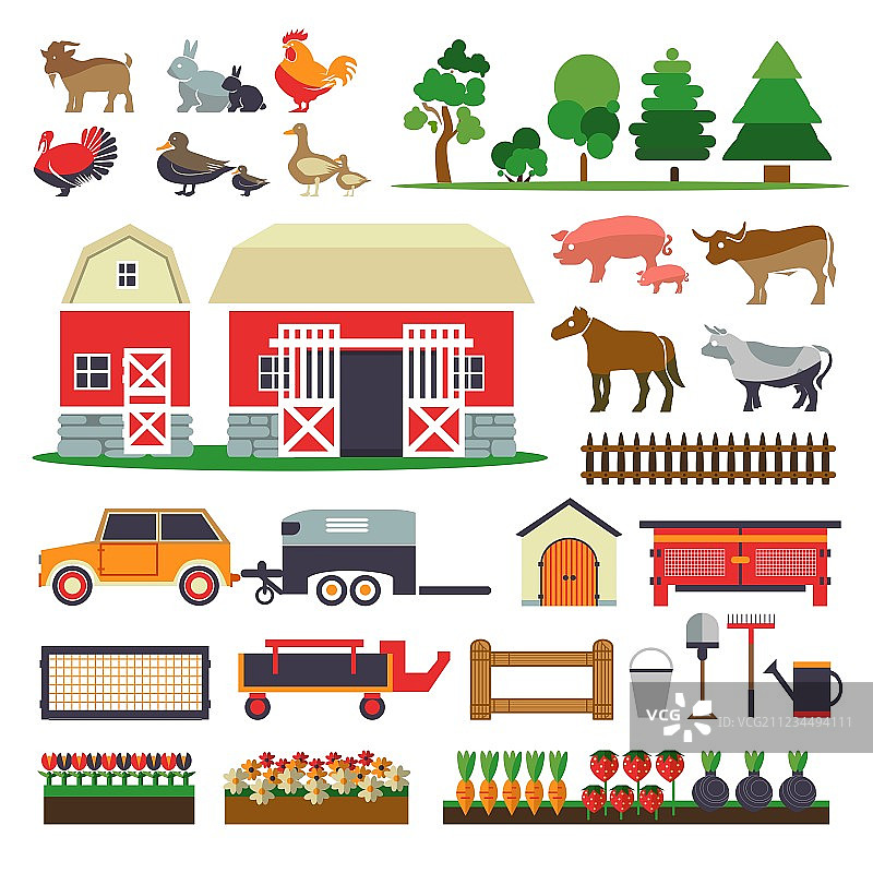 农场建筑动物元素合集图片素材