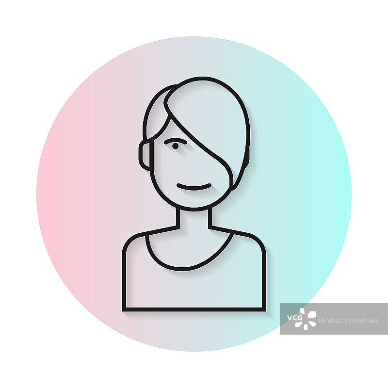 扁平风格图标：不对称发型图片素材