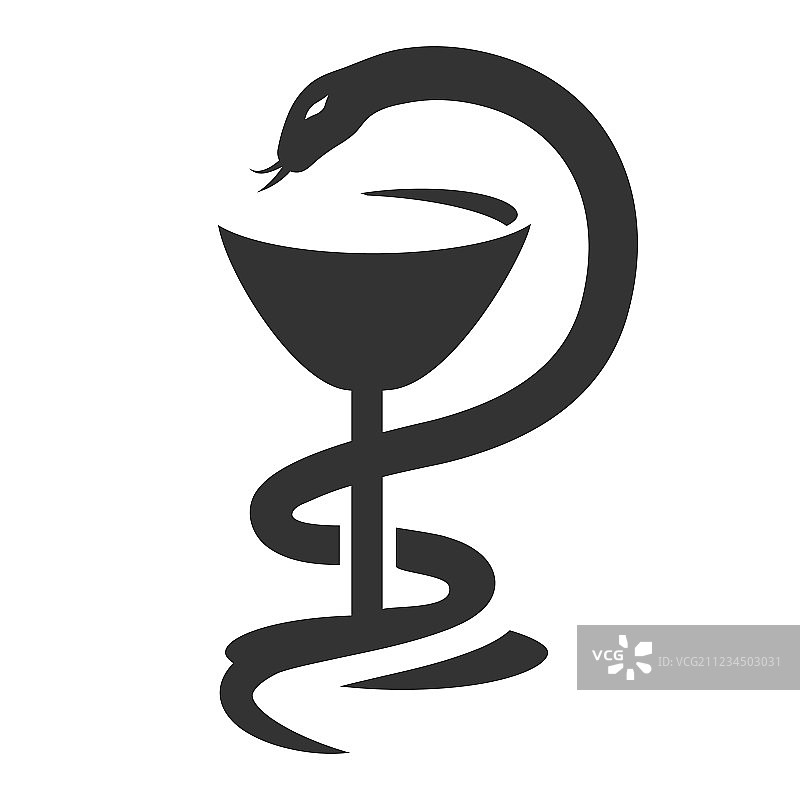 带有医药之神象征蛇的碗图片素材