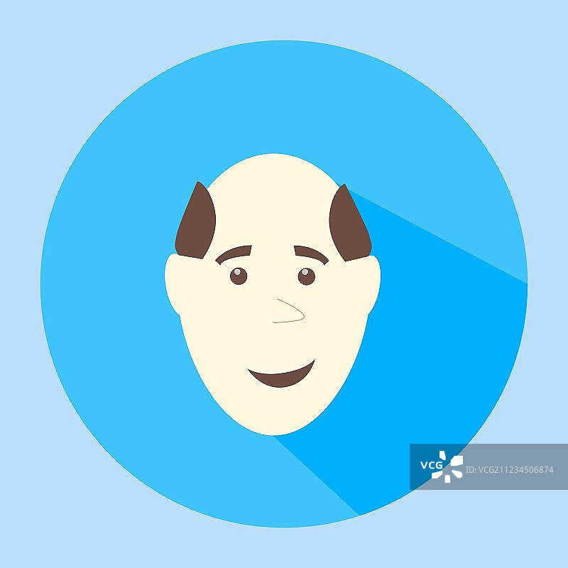 彩色秃顶微笑的扁平图标男人脸图片素材