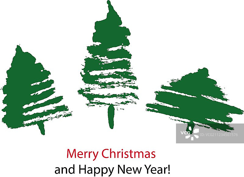 带有手绘树的圣诞贺卡图片素材