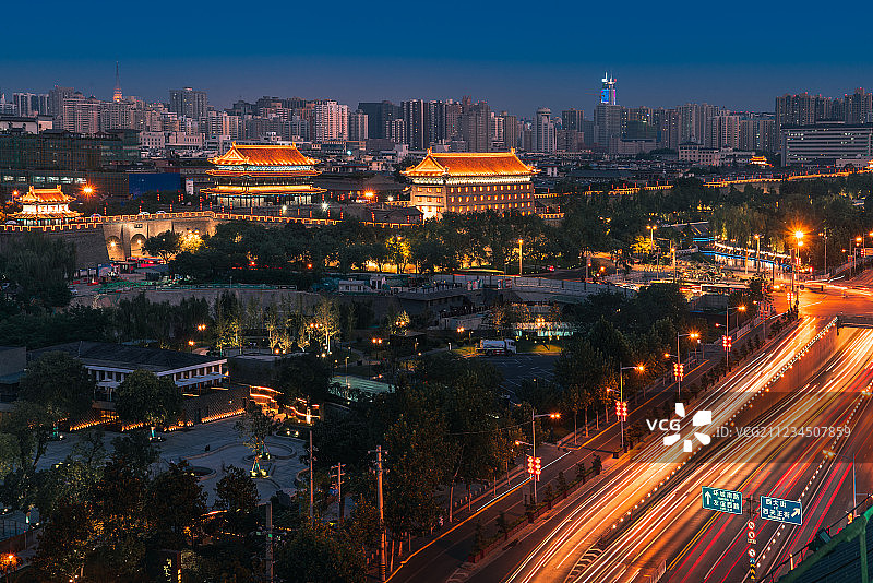 西安城市夜景图片素材