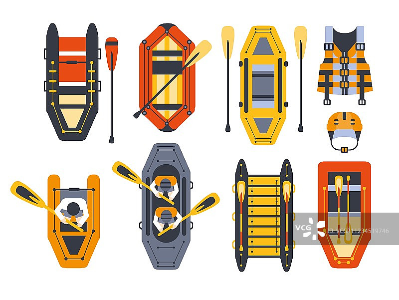 漂流船和装备套装图片素材