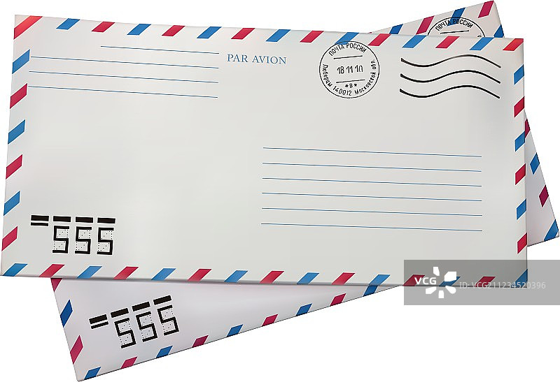 两个航空邮件信封图片素材
