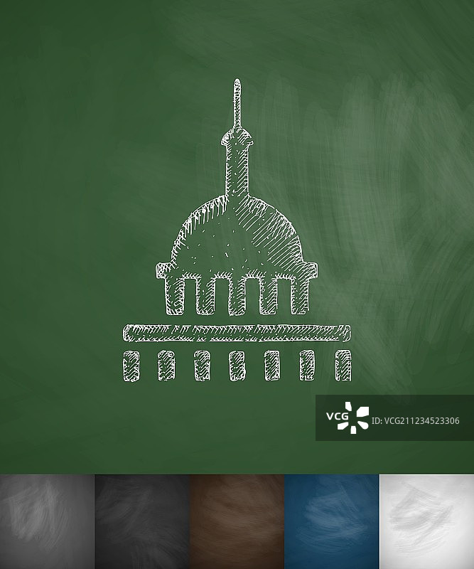 手绘美国国会大厦图标图片素材