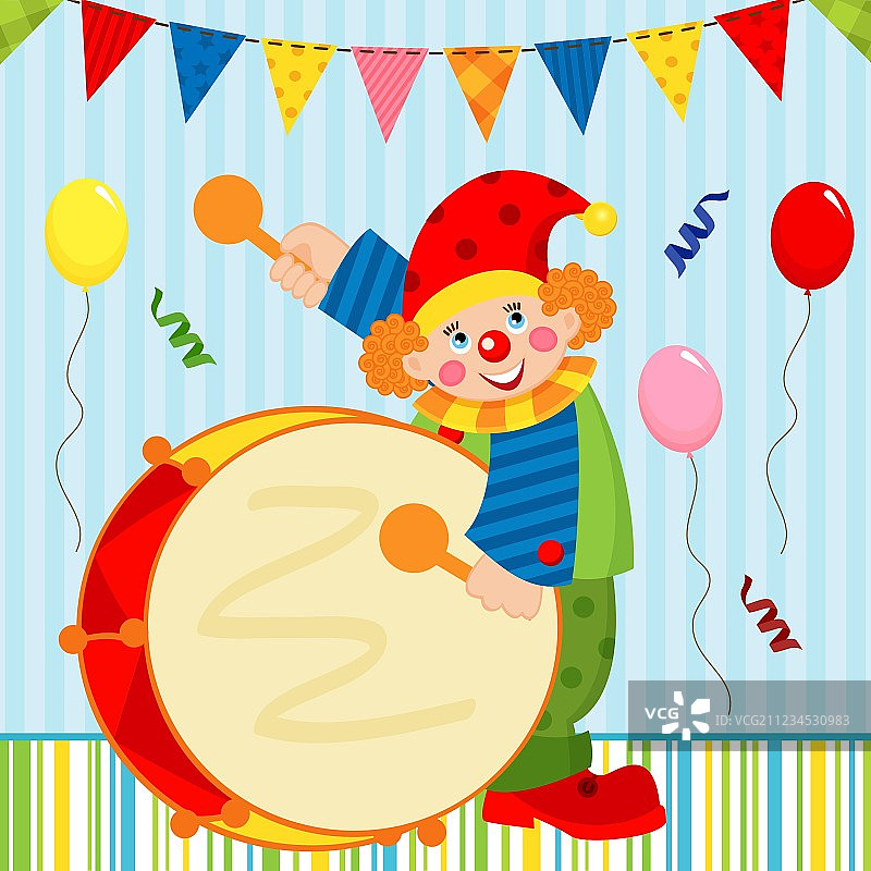 小丑打鼓图片素材