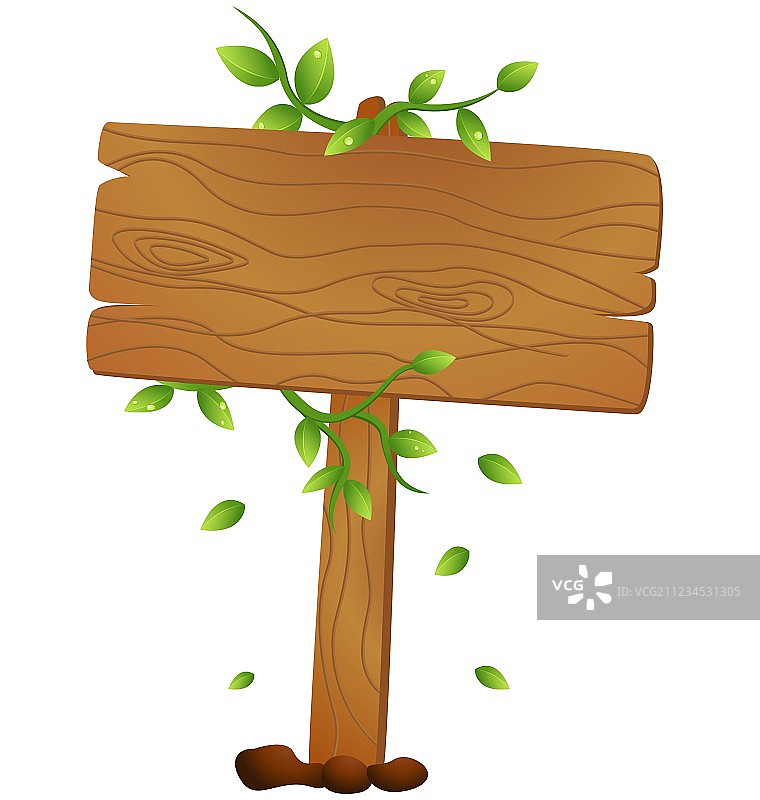 带叶子的木制标志图片素材