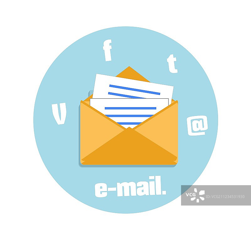 带有电子邮件符号的打开的信封图标图片素材