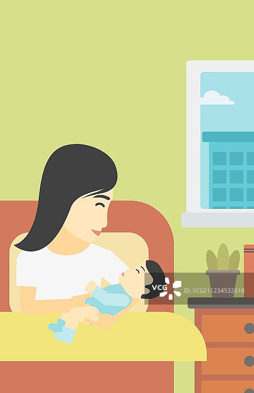 在妇产科病房里抱着新生儿的女人图片素材