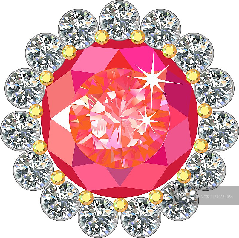 红宝石圆形胸针图片素材