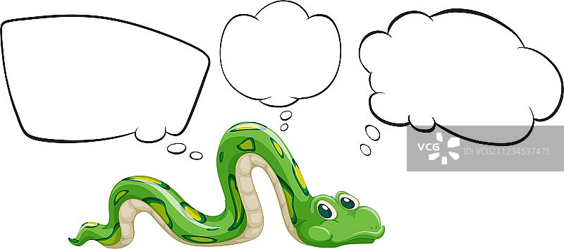 带有空白气泡的绿蛇图片素材