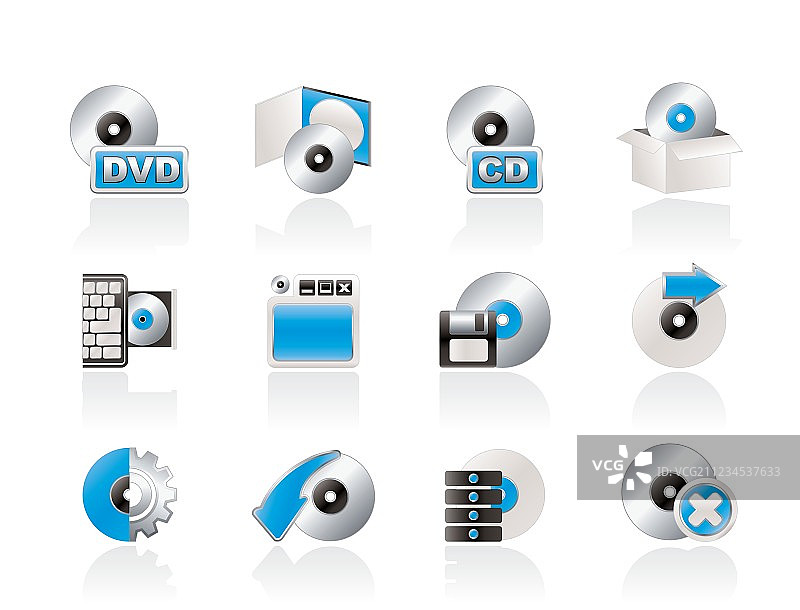 电脑媒体和磁盘图标图片素材