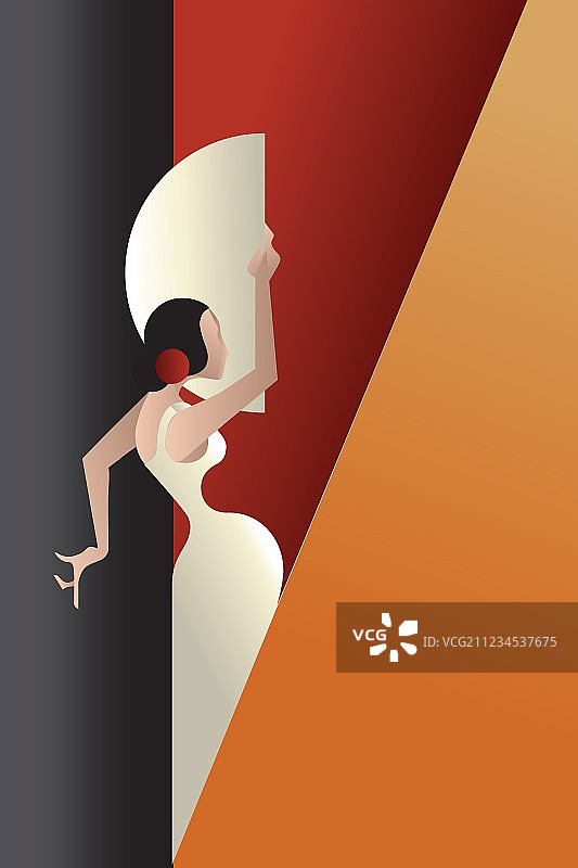 装饰艺术风格的西班牙弗拉门戈舞者图片素材